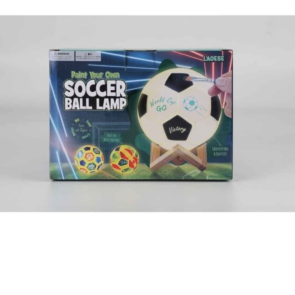 NIB - Paint Your Own Soccer Ball Lamp Kit; DIY 3D Night Light with all supplies